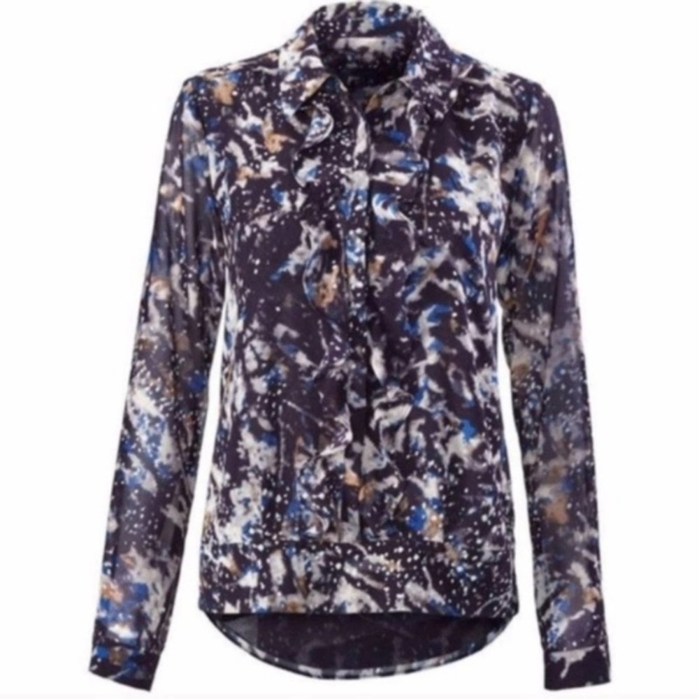 Cabi Starry Night Ruffle Long Sleeve Tops BlousesSize M